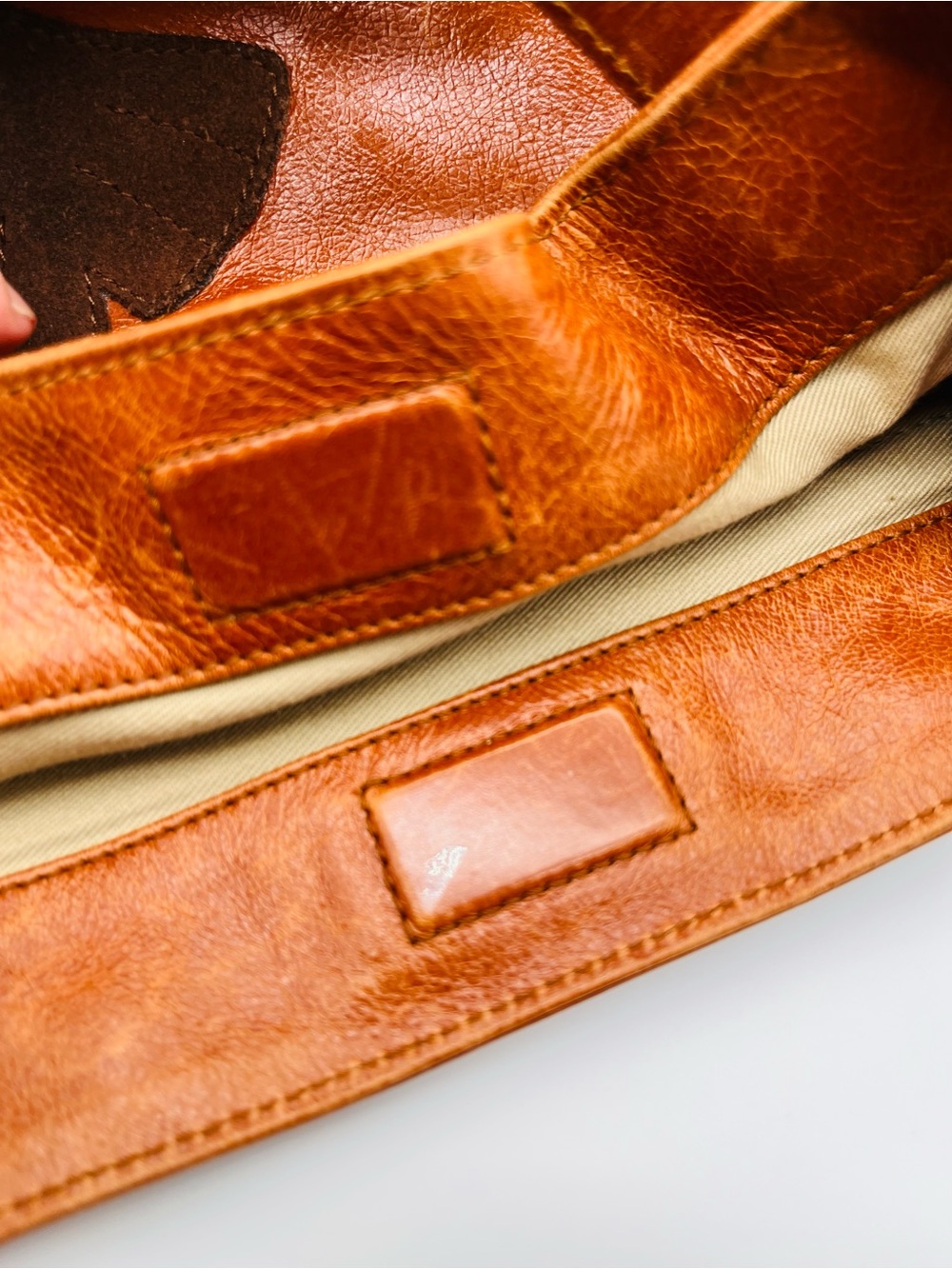 Reto Nordstrom Cognac Leather Shoulder Bag Suede Leaf Appliqués Hobo Bucket - Picture 11 of 11